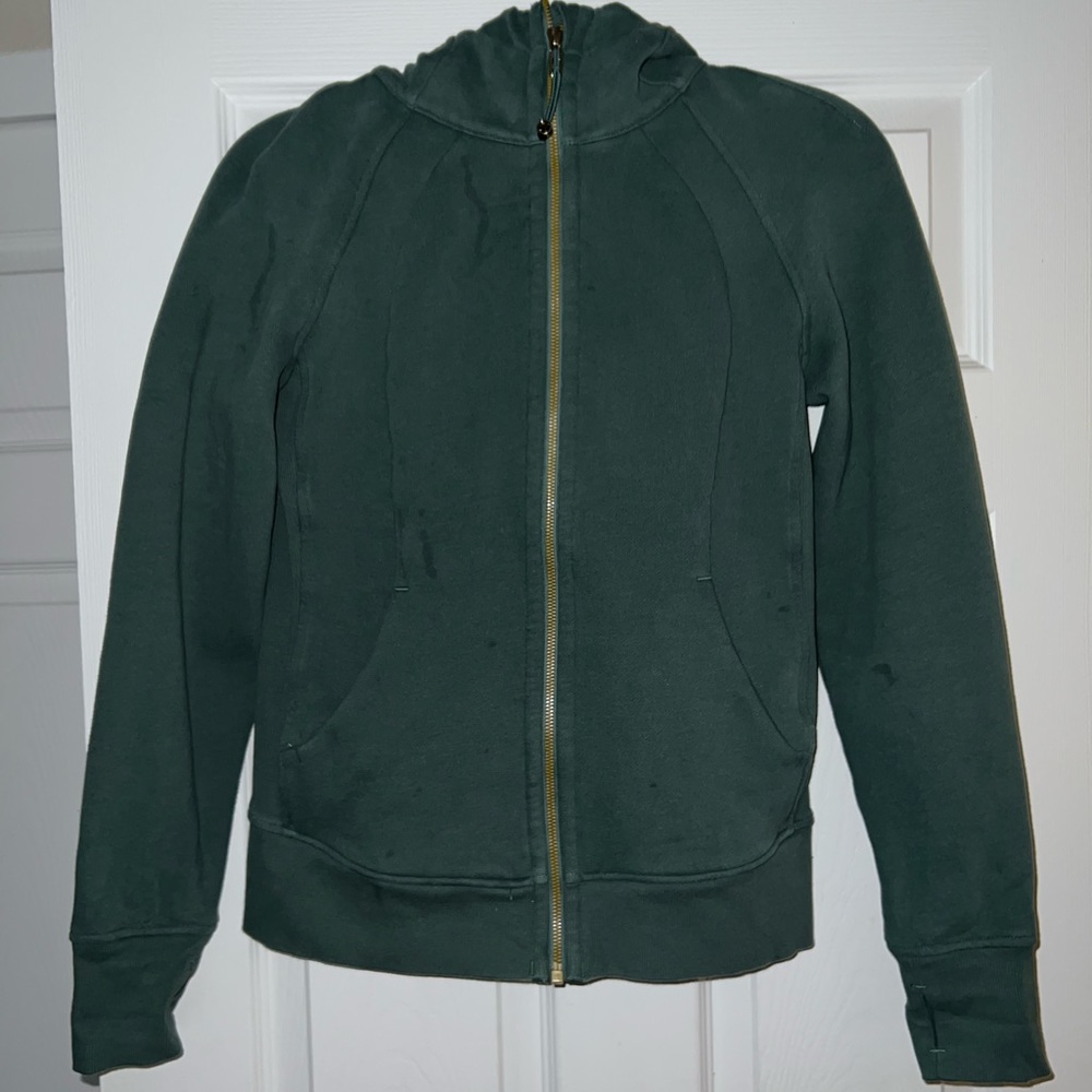 Lululemon Medium Forest Scuba Full Zip with Gold Hardware